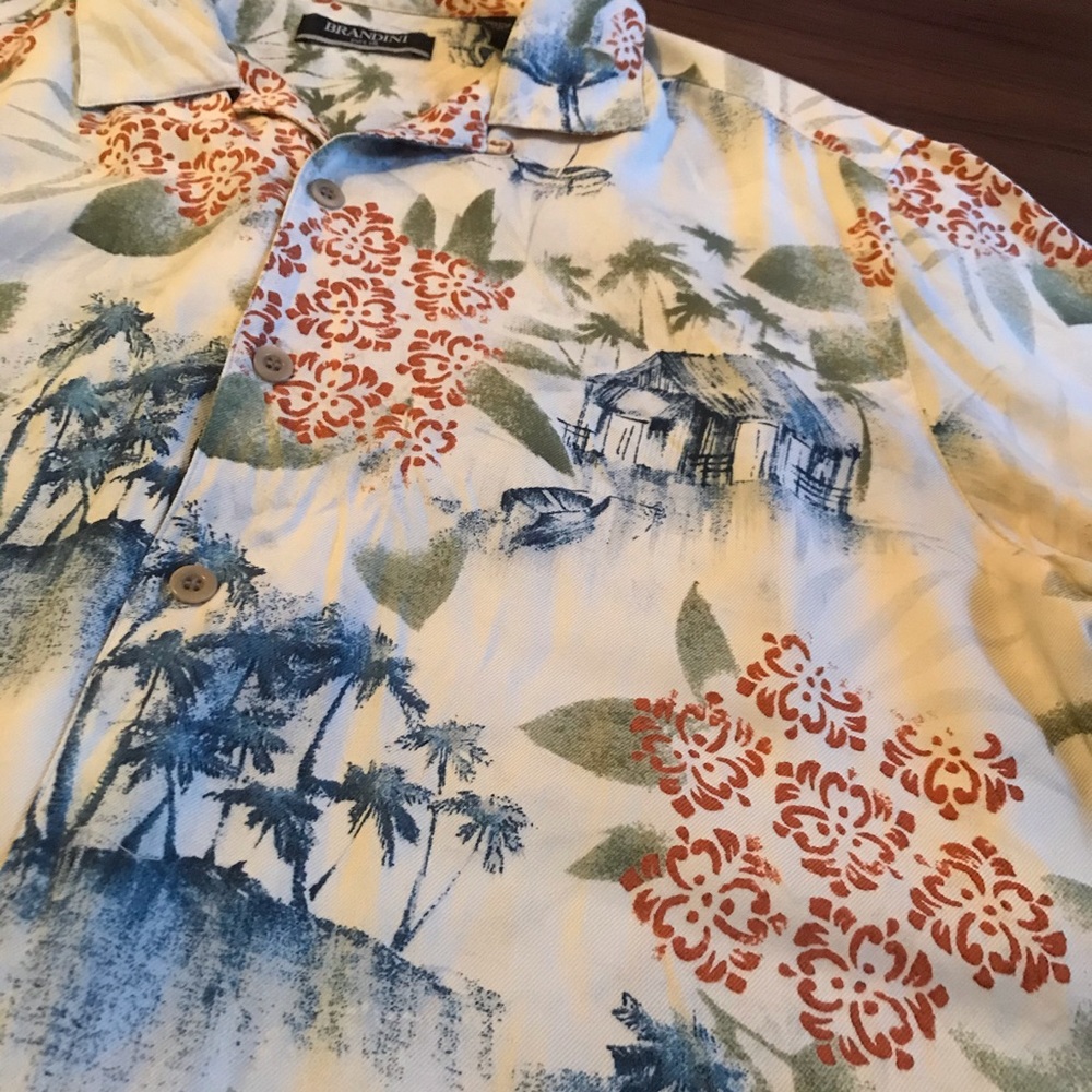Brandini men’s shirt 100%silk cabana tropicalprint